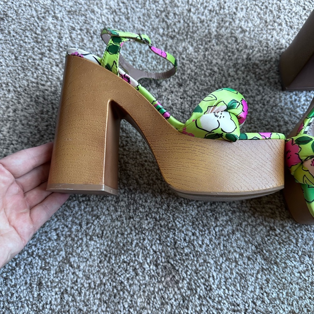 Betsey Johnson Floral Women's Heels - Green and Pink - Picture 2 of 4